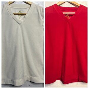2 Made for Life Women's Medium Sweatshirts Lightweight V-Neck Cream Red  Long